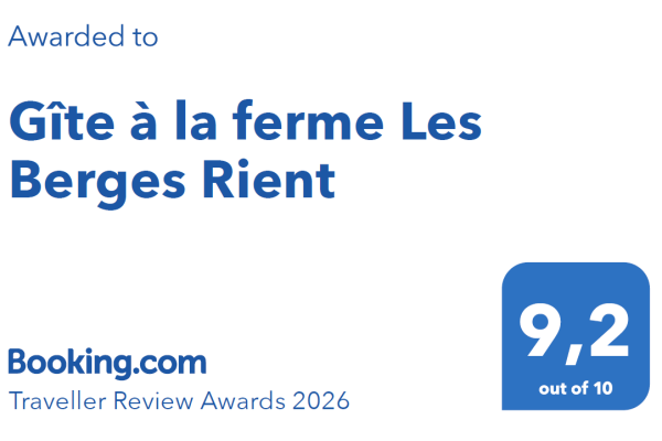 Le gîte à la ferme "Les Berges Rient" a obtenu la note de 9.2/10 sur Booking